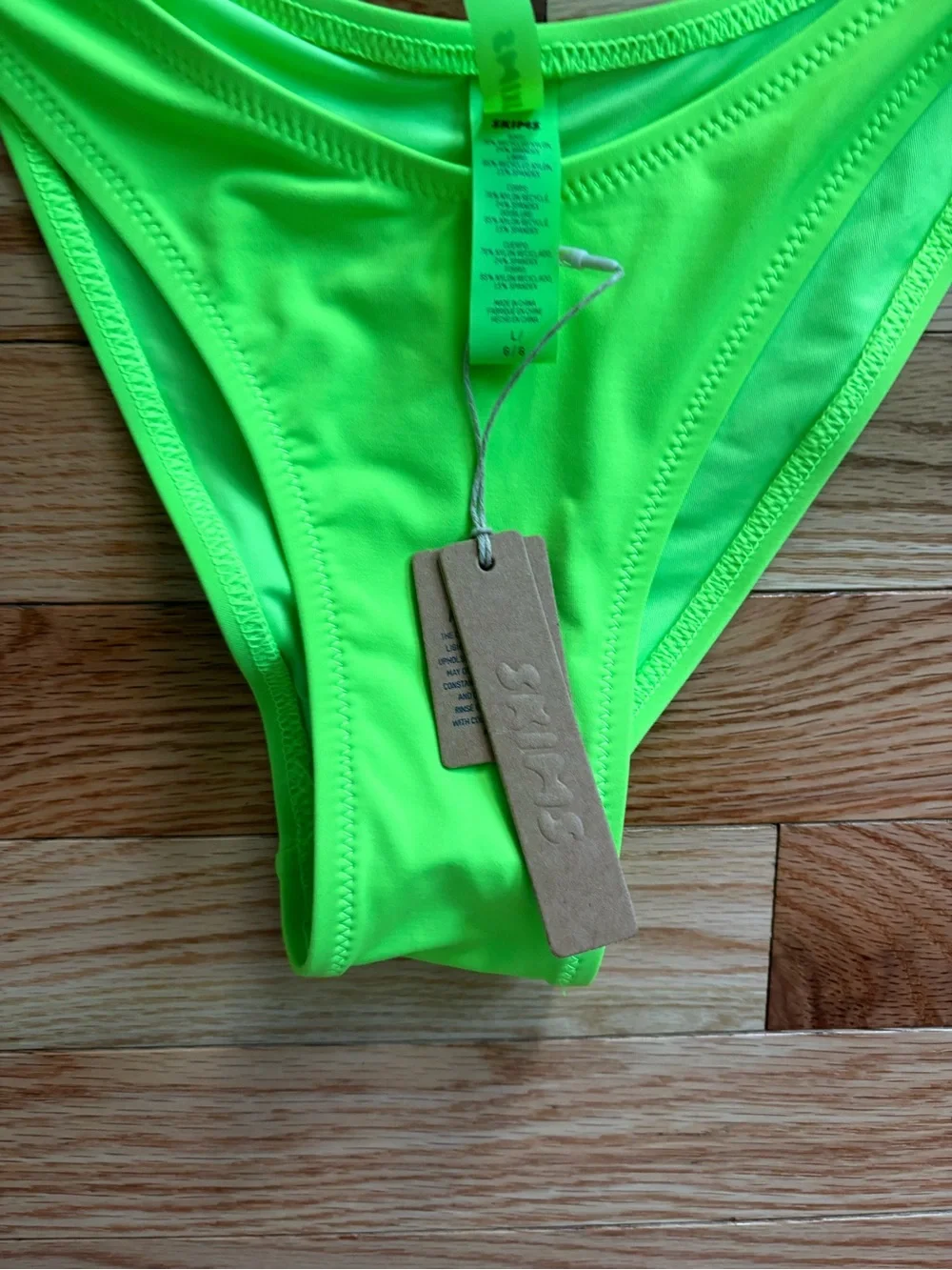 SKIMSS trapless  Recycled Swim  Monokini (Neon Green)Large New With Tags